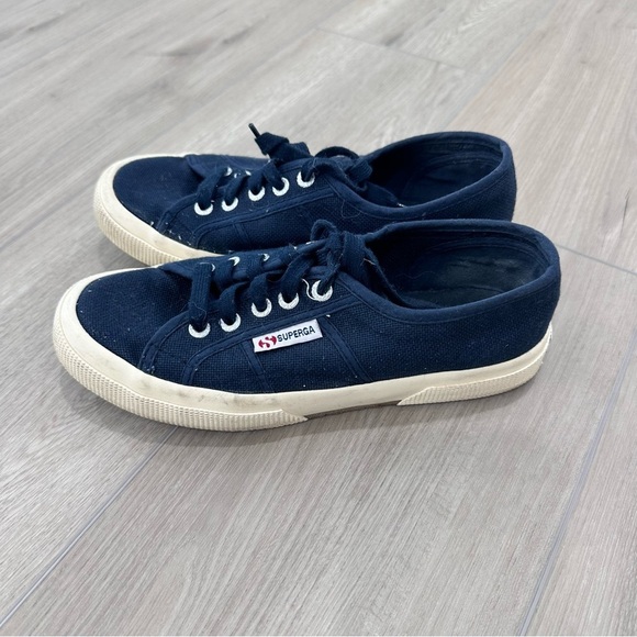 SUPERGA Cotu classic sneaker 2750 women’s navy blue beige canvas size 6.5 - Picture 1 of 6